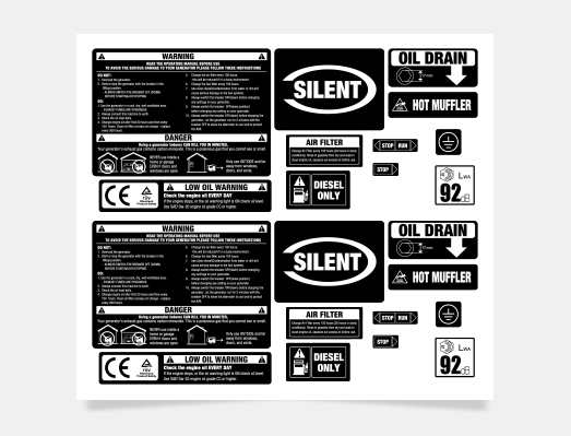 柴油機(jī)發(fā)電機(jī)組黑白套標(biāo)